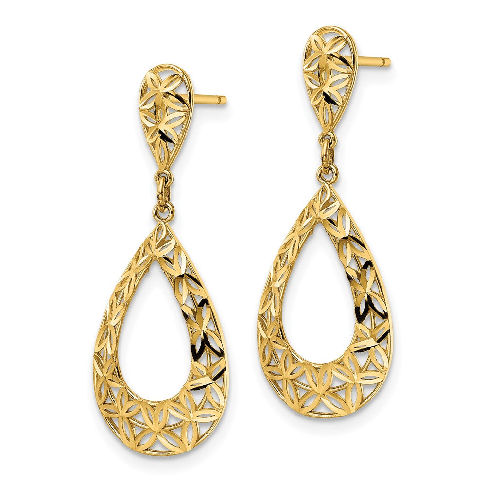 10K Yellow Gold D/C Dangle Post Earrings
