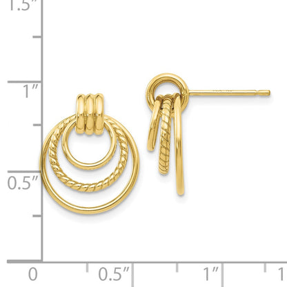 10K Yellow Gold Polished & Twisted Fancy Post Earrings