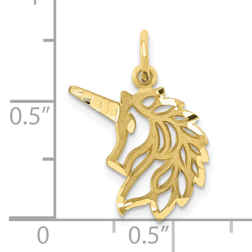 10K Yellow Gold Unicorn Head Pendant