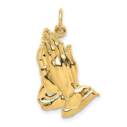 10K Yellow Gold Praying Hands Pendant