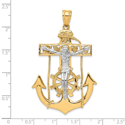 10K Two-Tone Mariner'S Crucifix Pendant