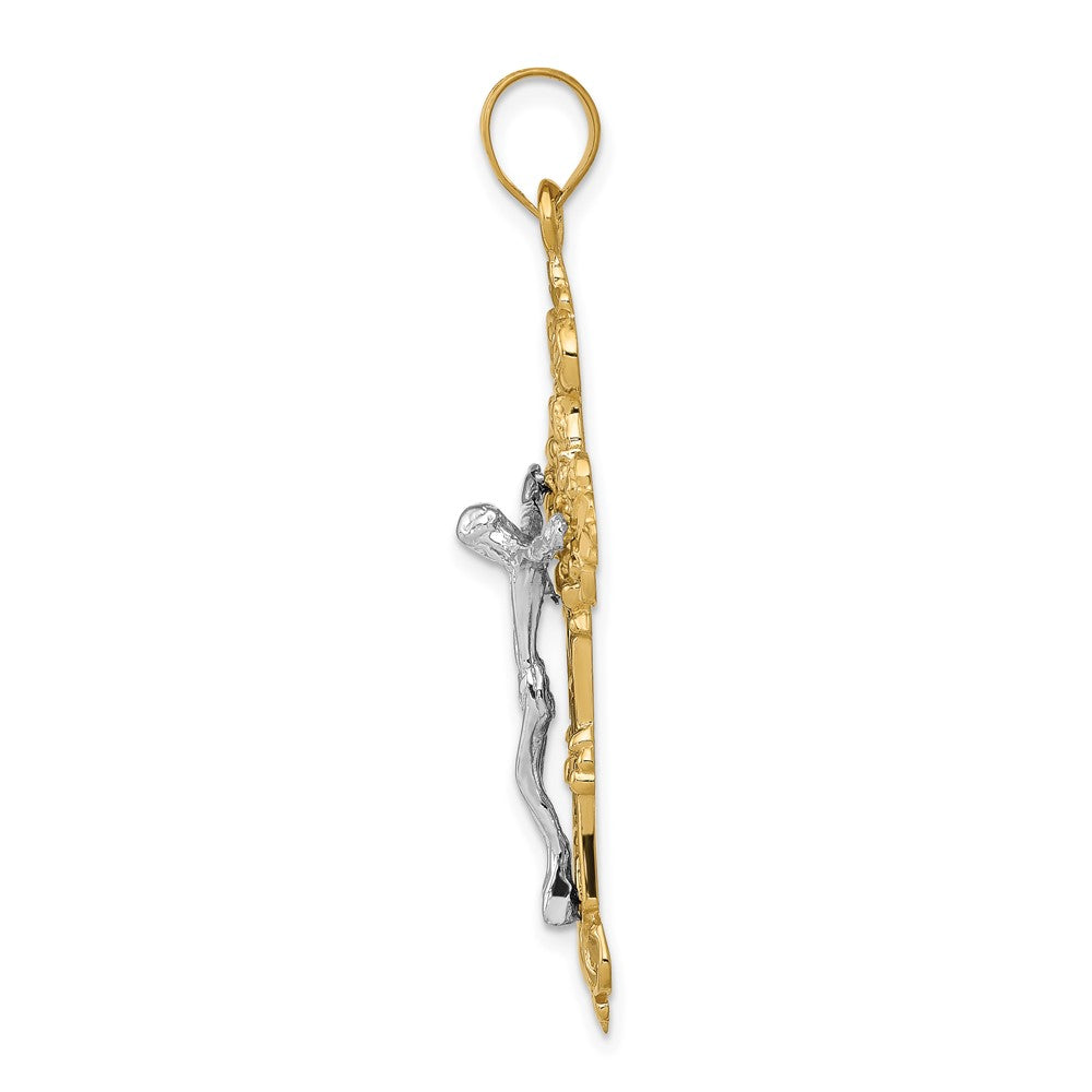10K Yellow Gold Inri Fleur De Lis Crucifix Pendant