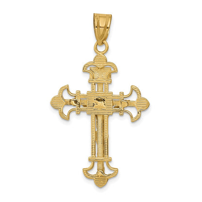 10K Yellow Gold Inri Fleur De Lis Crucifix Pendant