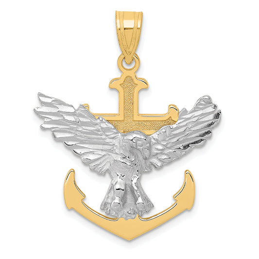 10K Two-Tone Mariners Cross W/Eagle Pendant
