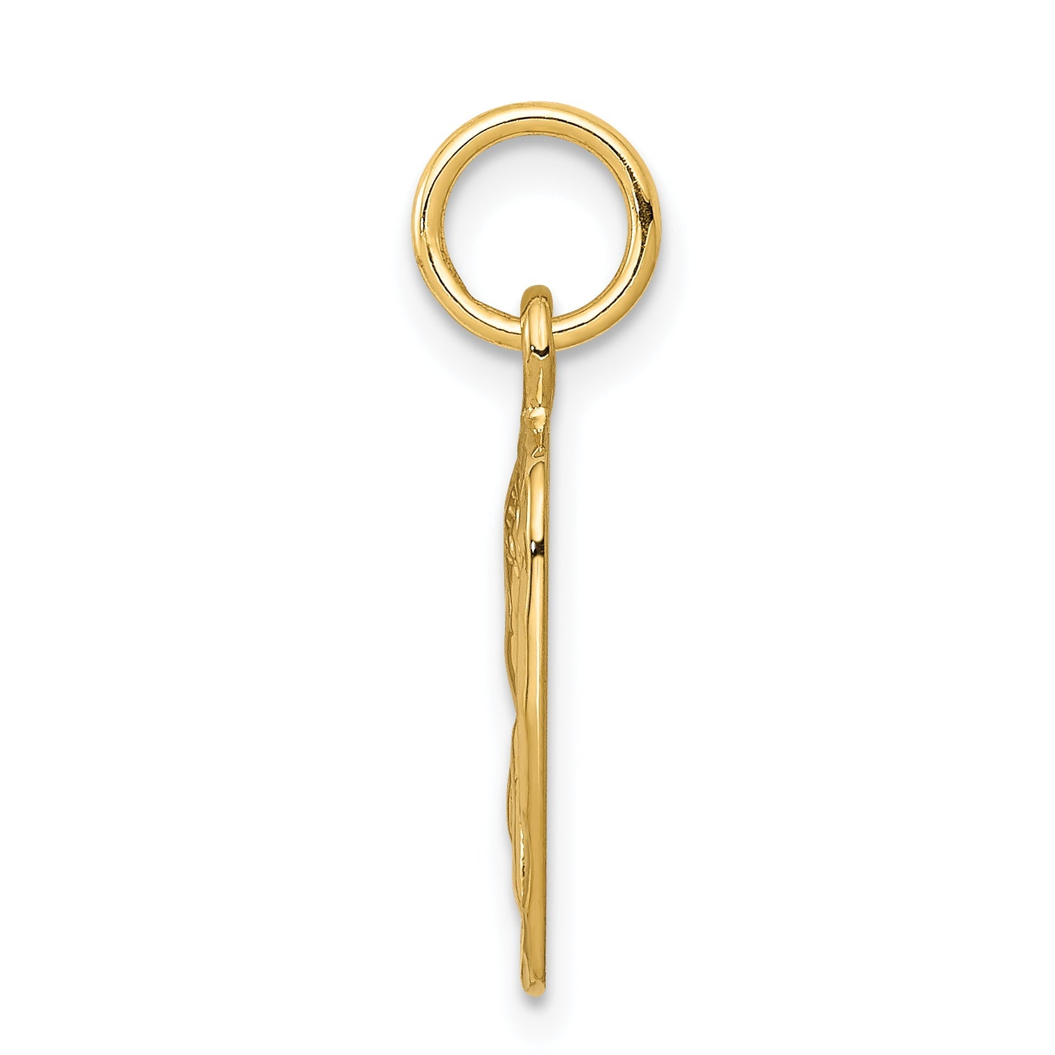 10K Yellow Gold Satin & Diamond -Cut Angel Charm