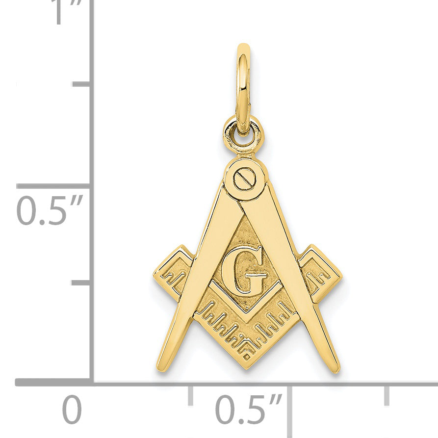 10K Yellow Gold Polished And Textured Masonic Symbol Charm