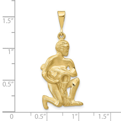 10K Yellow Gold Satin Aquarius Zodiac Charm