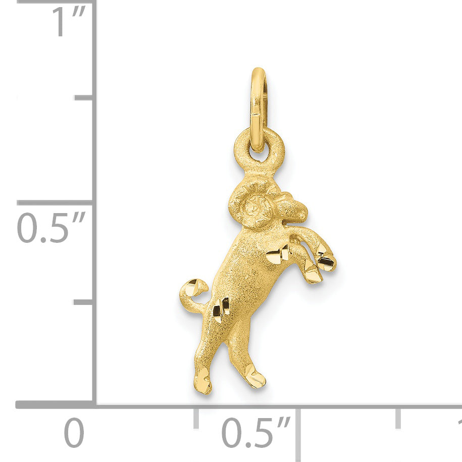10K Yellow Gold Satin Aries Zodiac Charm