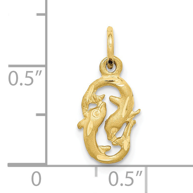 10K Yellow Gold Pisces Zodiac Charm