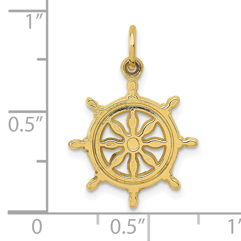 10K Yellow Gold Ships Wheel Charm