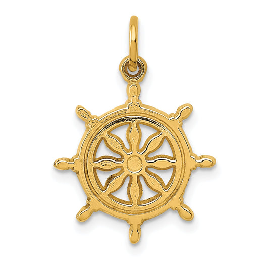 10K Yellow Gold Ships Wheel Charm