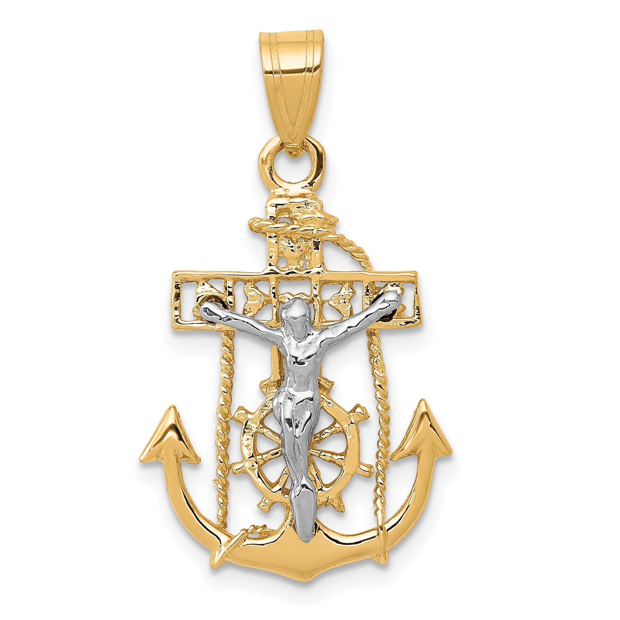 10K Two-Tone Mariners Cross Pendant