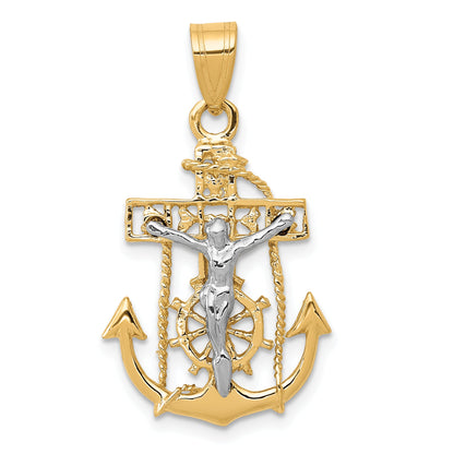 10K Two-Tone Mariners Cross Pendant