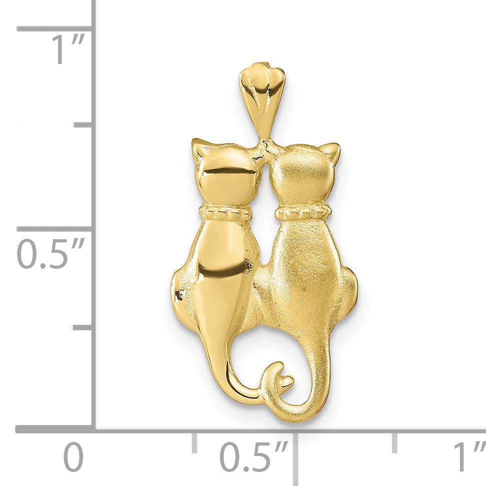 10K Yellow Gold Satin & Polished Cats Pendant