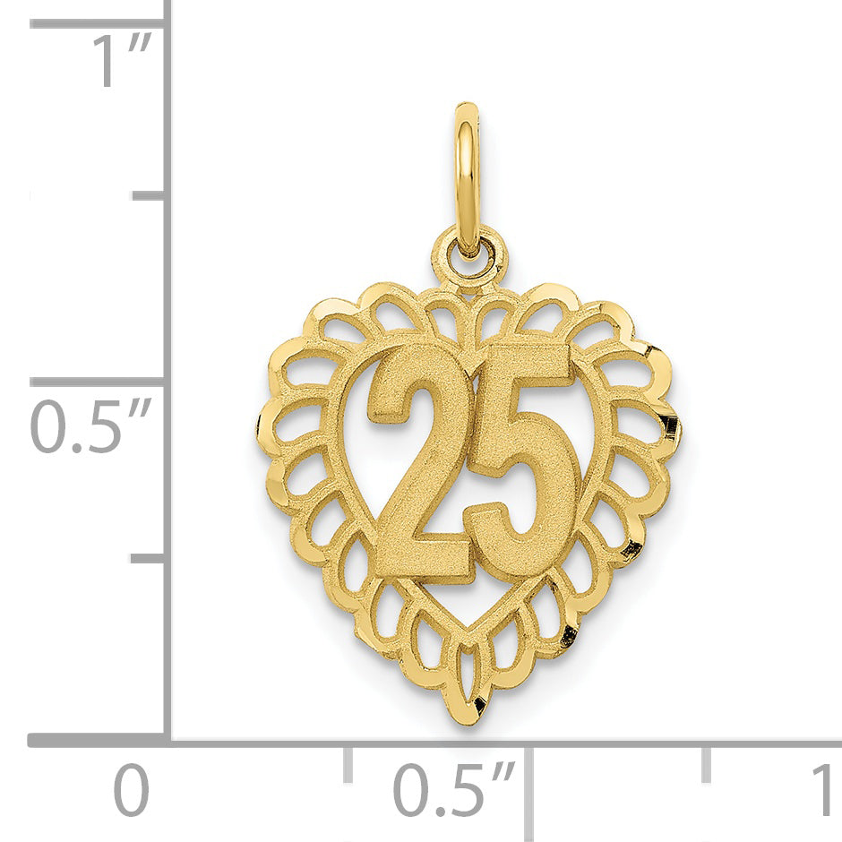 10K Yellow Gold 25 In A Heart Charm