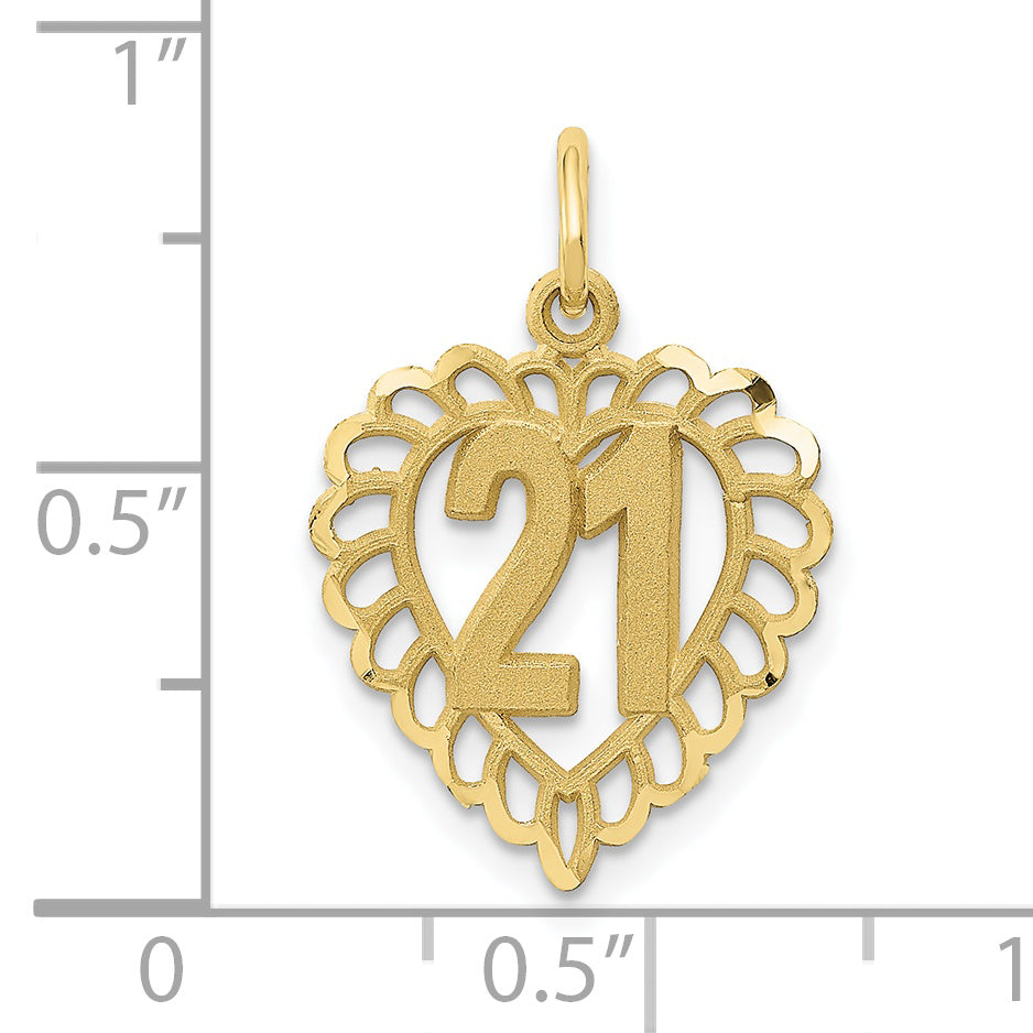 10K Yellow Gold 21 In Heart Charm