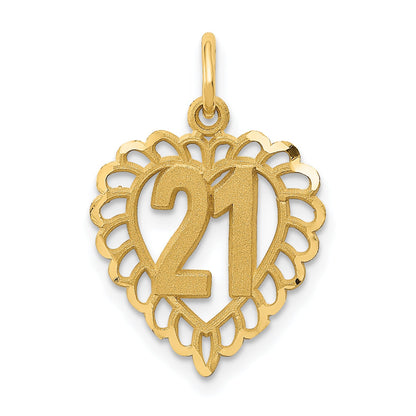 10K Yellow Gold 21 In Heart Charm