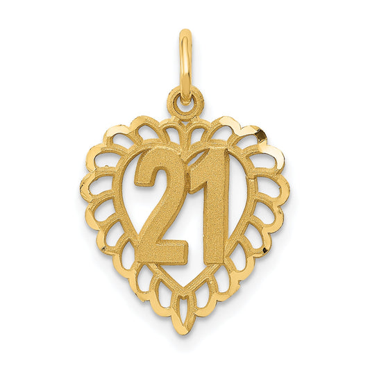 10K Yellow Gold 21 In Heart Charm