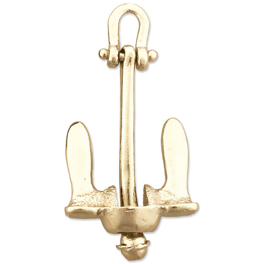 14K Gold 36MM 3D Ship Anchor Pendant