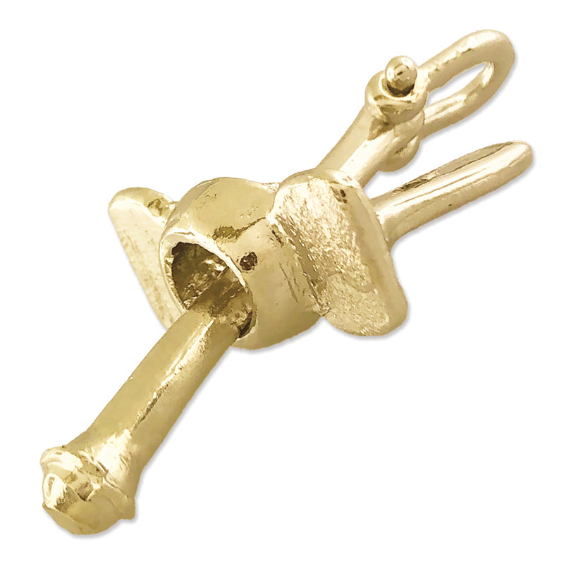 14K Gold 36MM 3D Ship Anchor Pendant