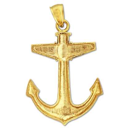 14K Gold Mariner Ship Anchor Pendant