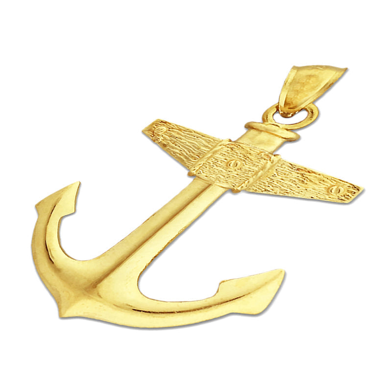 14K Gold Mariner Ship Anchor Pendant