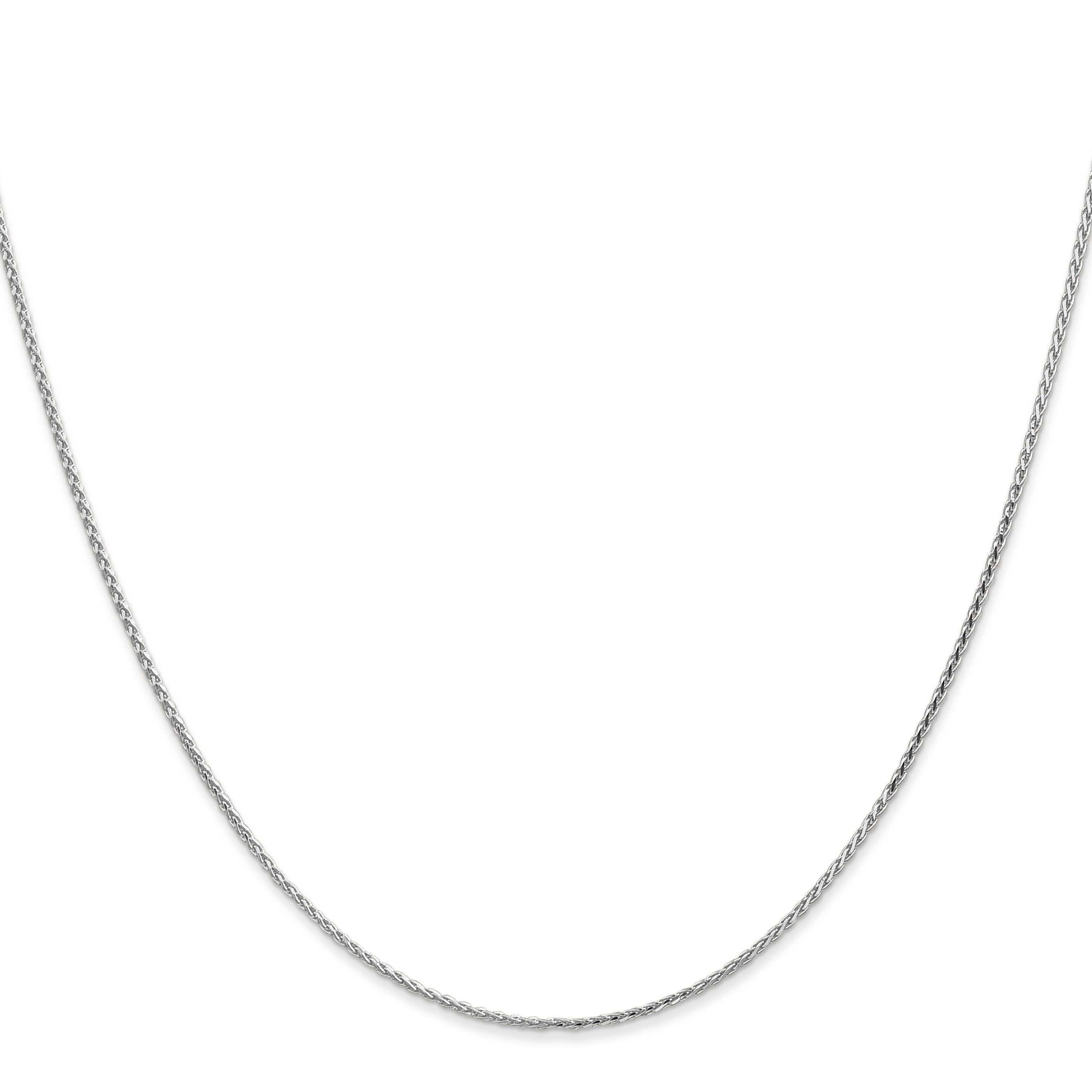 16 Inch 14K White Gold 1.0mm D/C Wheat Chain Necklace