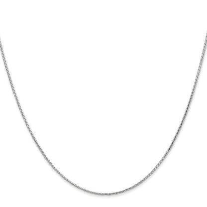 16 Inch 14K White Gold 1.0mm D/C Wheat Chain Necklace