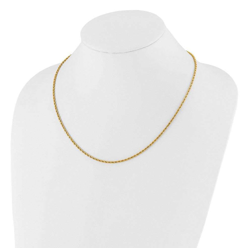 22 Inch 14K Adjustable 2mm D/C Rope Chain Necklace