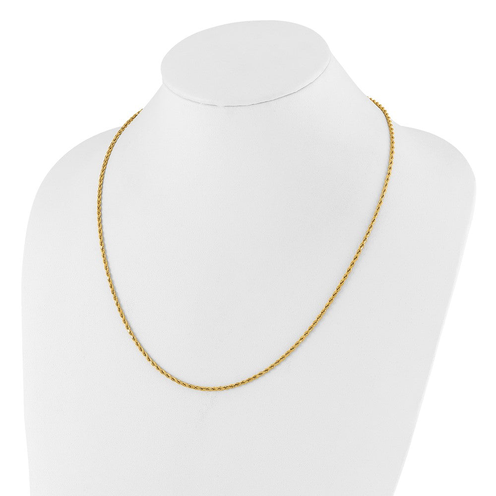 22 Inch 14K Adjustable 2mm D/C Rope Chain Necklace