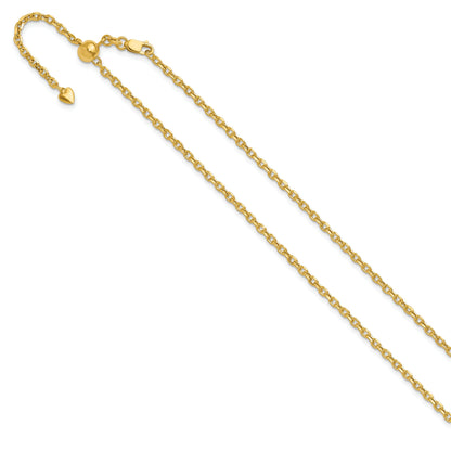 30 Inch 14K Adjustable 2.5mm Semi-Solid D/C Cable Chain Necklace
