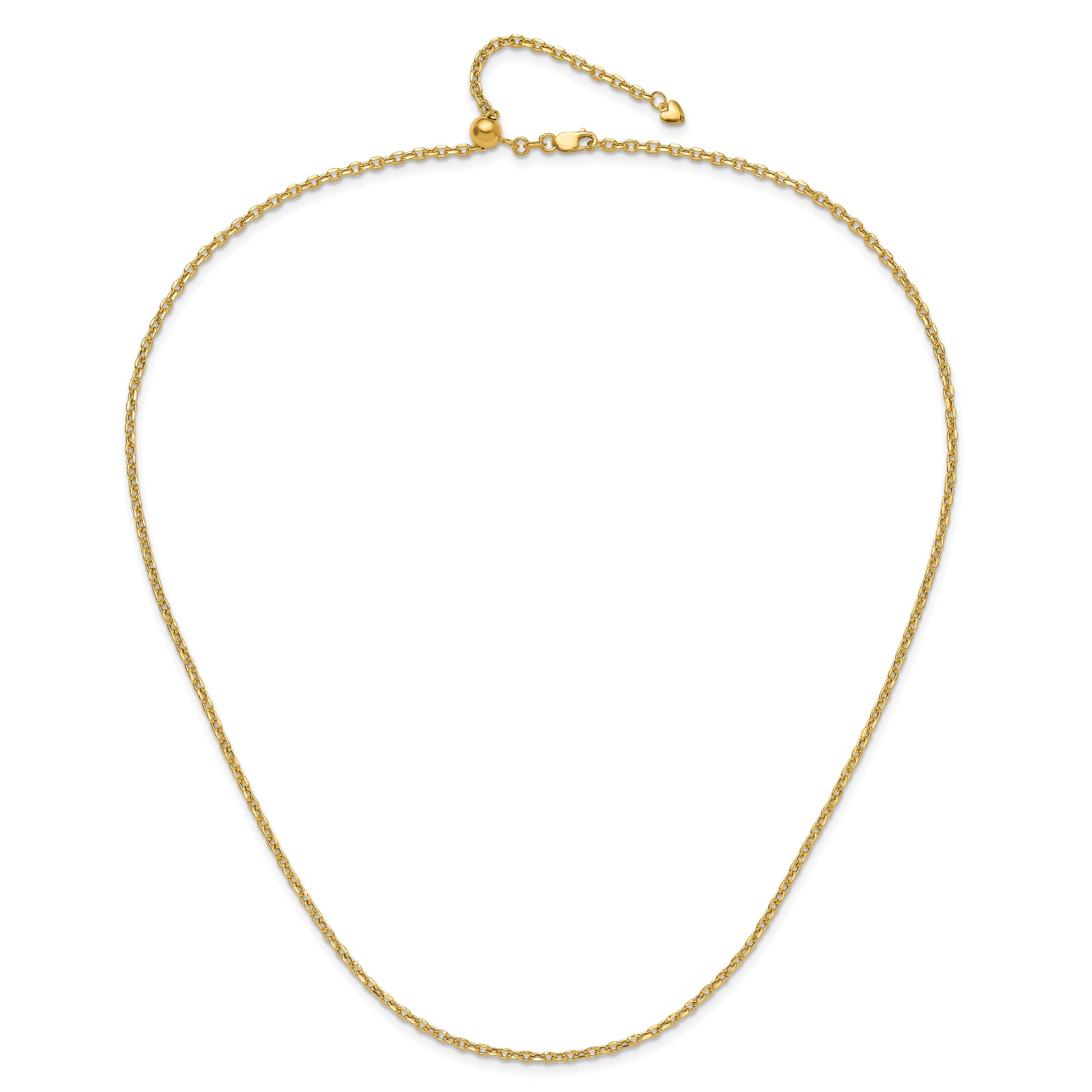 30 Inch 14K Adjustable 2.5mm Semi-Solid D/C Cable Chain Necklace