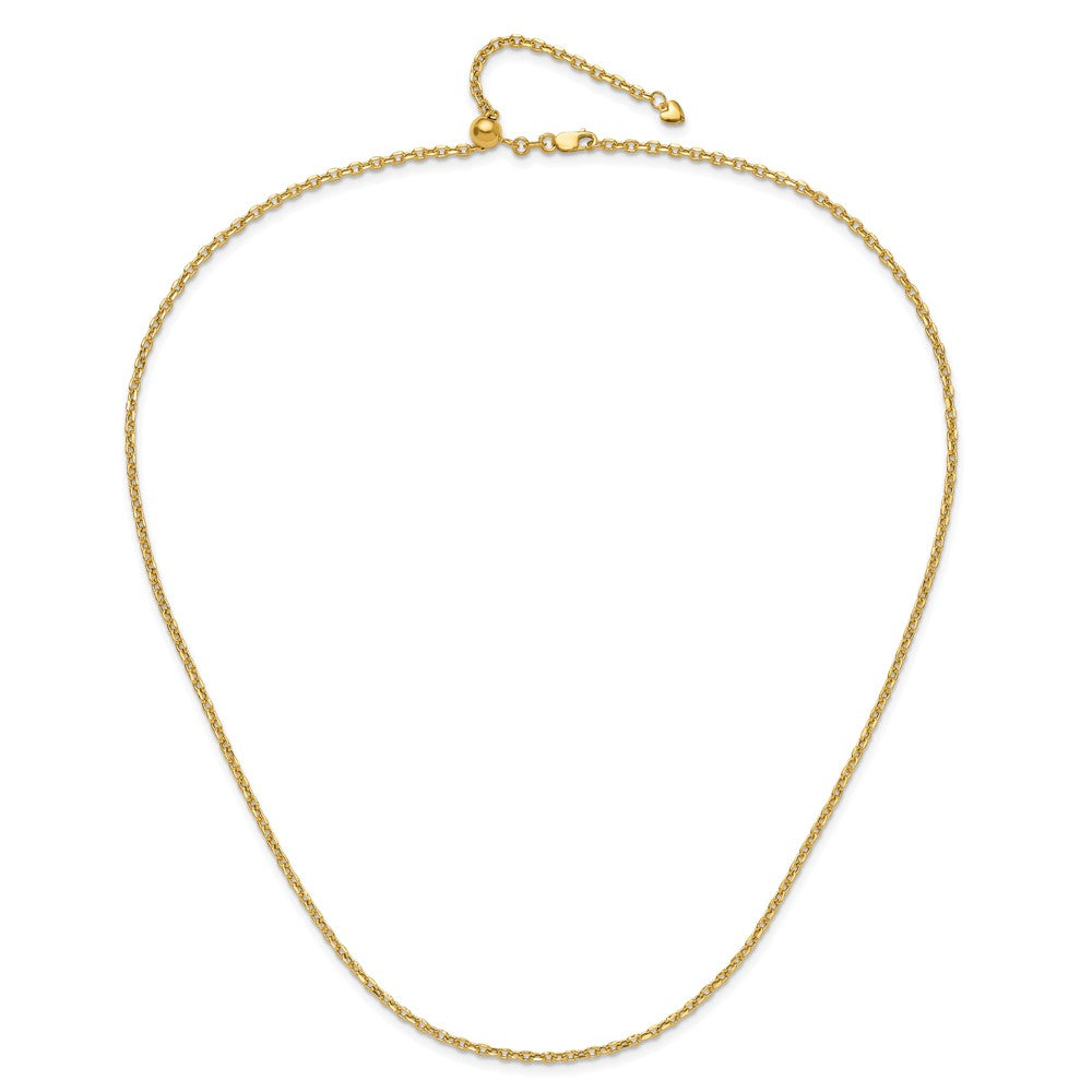 22 Inch 14K Adjustable 2.5mm Semi-Solid D/C Cable Chain Necklace
