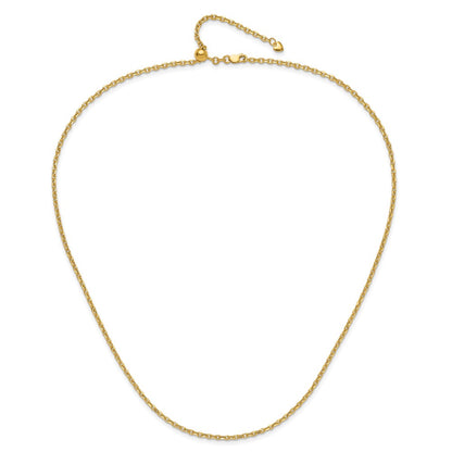 22 Inch 14K Adjustable 2.5mm Semi-Solid D/C Cable Chain Necklace