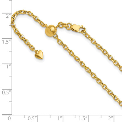 22 Inch 14K Adjustable 2.5mm Semi-Solid D/C Cable Chain Necklace