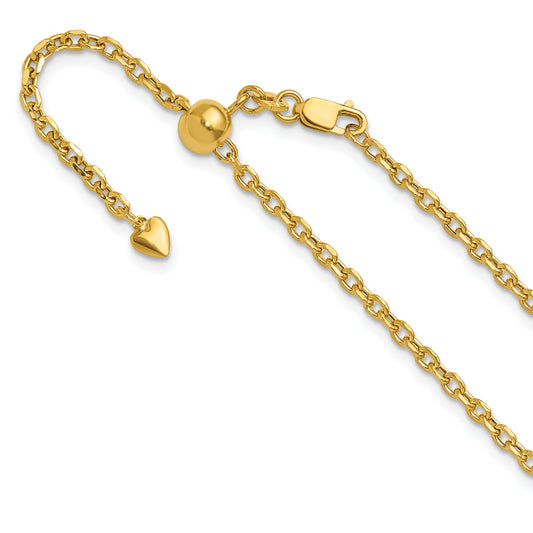 30 Inch 14K Adjustable 2.5mm Semi-Solid D/C Cable Chain Necklace