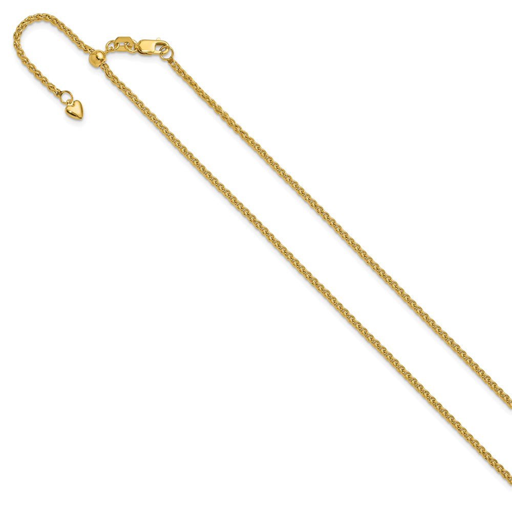 30 Inch 14K Adjustable 1.6mm Semi-Solid Spiga Chain Necklace