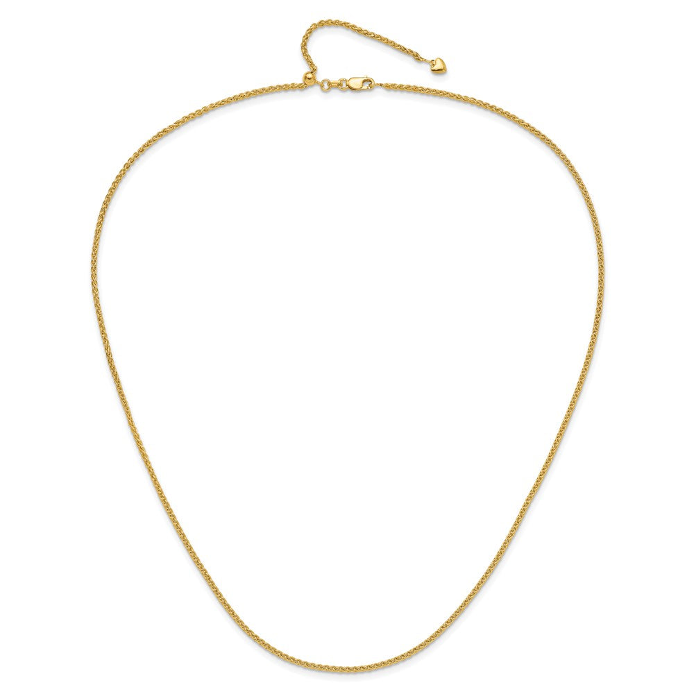 30 Inch 14K Adjustable 1.6mm Semi-Solid Spiga Chain Necklace