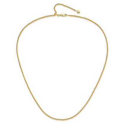 26 Inch 14K Yellow Gold Adjustable 1.6mm Semi Solid Spiga Chain Necklace