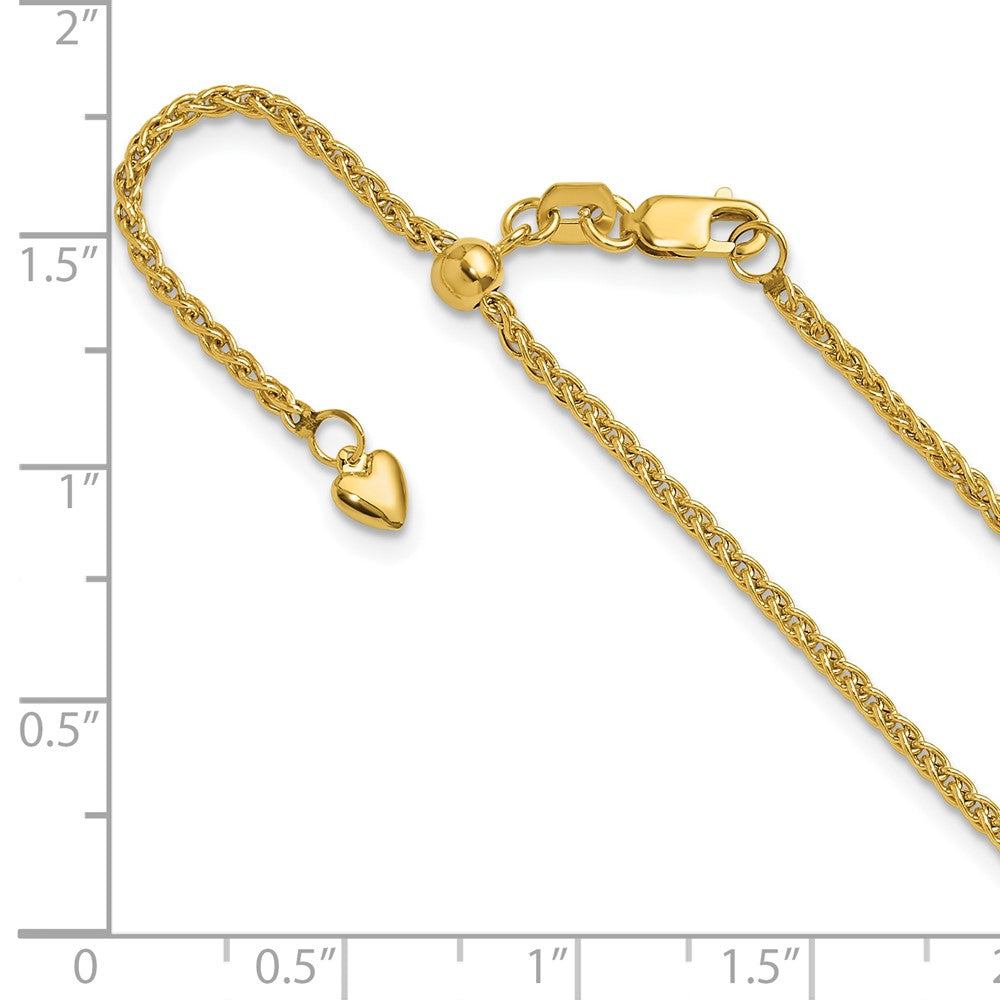 30 Inch 14K Adjustable 1.6mm Semi-Solid Spiga Chain Necklace