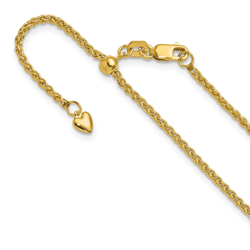 26 Inch 14K Yellow Gold Adjustable 1.6mm Semi Solid Spiga Chain Necklace