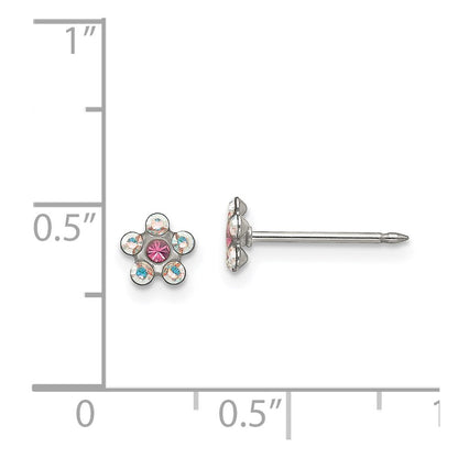 Stainless Steel Inverness Clear/Rose Crystal Post Earrings