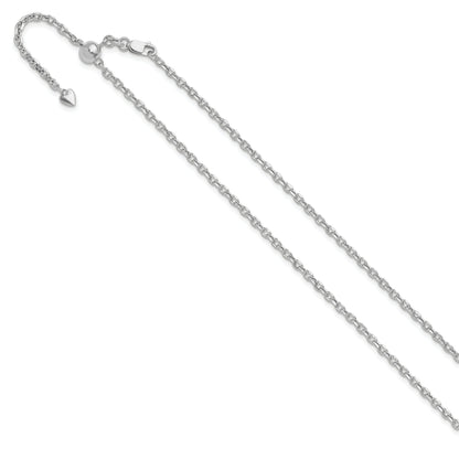 30 Inch 14K White Gold Adjustable 2.5mm Semi-Solid D/C Cable Chain Necklace