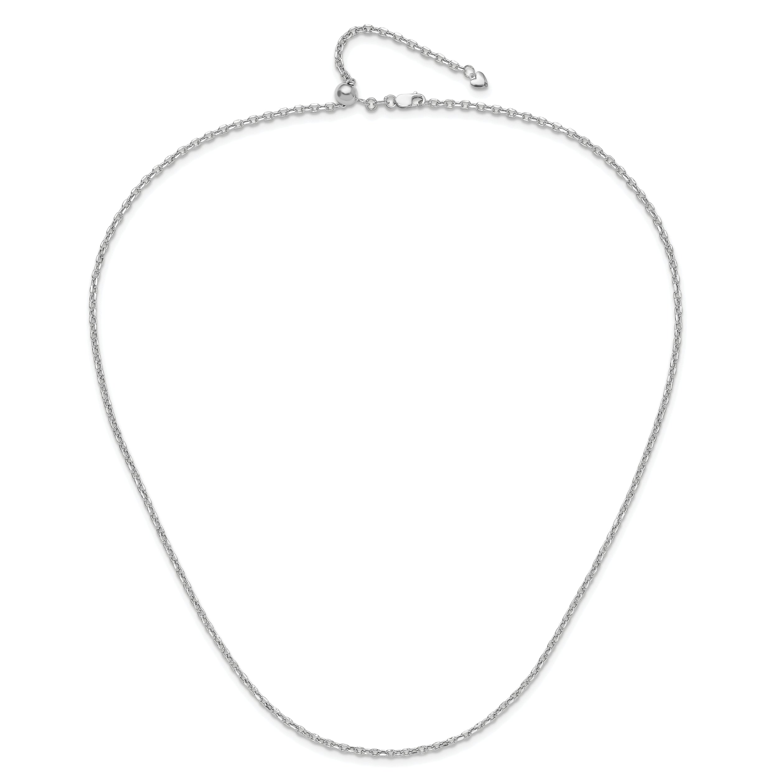 30 Inch 14K White Gold Adjustable 2.5mm Semi-Solid D/C Cable Chain Necklace