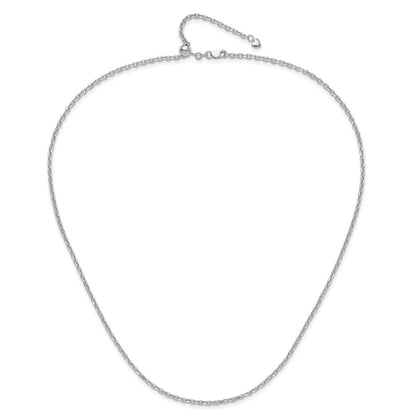 22 Inch 14K White Gold Adjustable 2.5mm Semi-Solid D/C Cable Chain Necklace