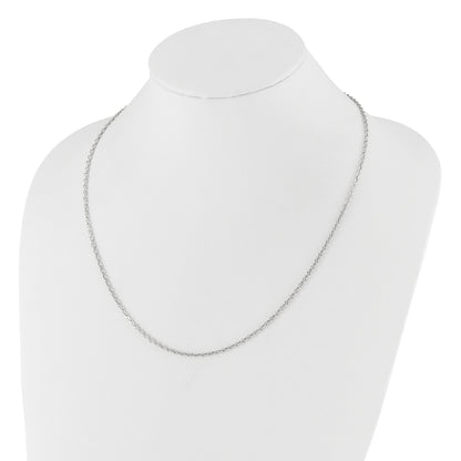 22 Inch 14K White Gold Adjustable 2.5mm Semi-Solid D/C Cable Chain Necklace