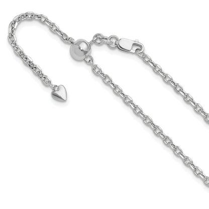30 Inch 14K White Gold Adjustable 2.5mm Semi-Solid D/C Cable Chain Necklace