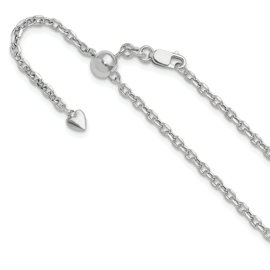 30 Inch 14K White Gold Adjustable 2.5mm Semi-Solid D/C Cable Chain Necklace