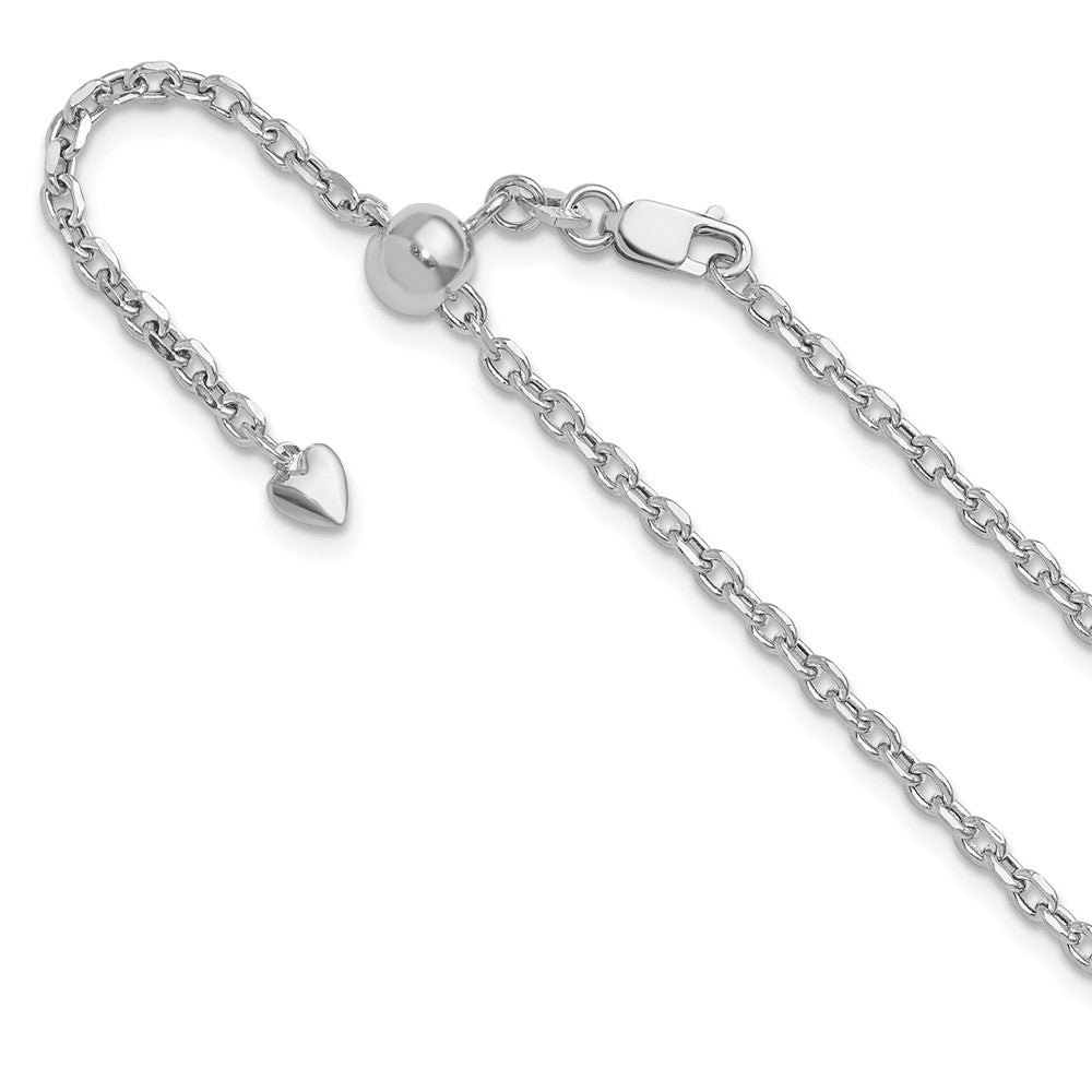 22 Inch 14K White Gold Adjustable 2.5mm Semi-Solid D/C Cable Chain Necklace