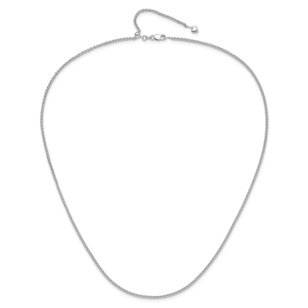 22 Inch 14K White Gold Adjustable 1.6mm Semi-Solid Spiga Chain Necklace